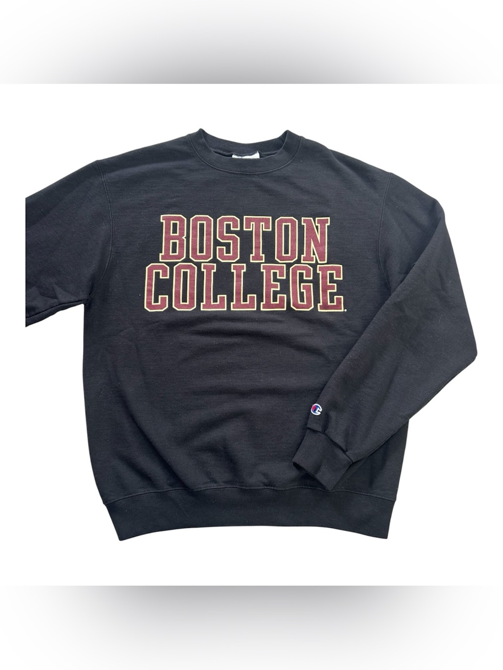 Boston College Champion Men’s Fleece Crewneck Sweatshirt Pullover Black size M
